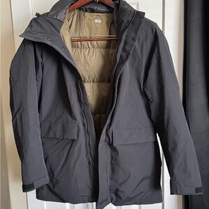 Uniqlo Men's Black Parka with Down